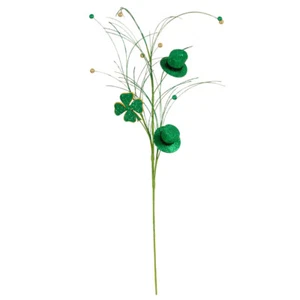 Set of 2 Large 37" Glittered St Patrick's Day Shamrock Decorative Stem Sprays - Picture 1 of 7