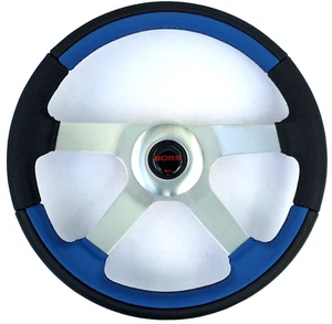 Boss Motorsport Sports Steering Wheel Blue/Black Leather 36cm 6 Hole Pattern - Bild 1 von 9