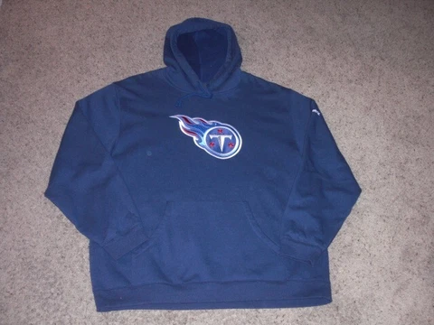 TENNESSEE TITANS sewn embroidered blue Reebok Hoodie Sweatshirt 2XL Cover