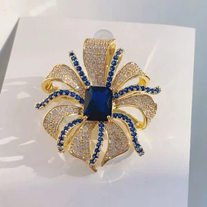 Elegant Designer Brooch Crystal CZ Handmade Vintage Women Valentine's Day Gift - Picture 1 of 16