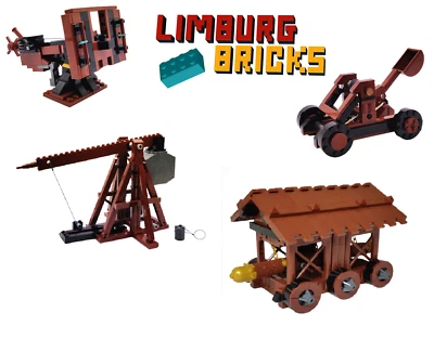 Lego Ritter Moc, Katapult, Ballista, Trebuchet _funktionsfähig! Kutsche / Fass - Bild 1 von 2