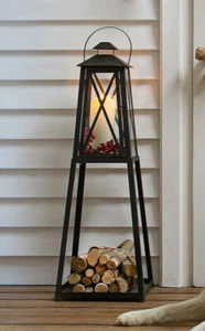 Laterne XL Metall Glaseinsätze Dekofach Herbst Winter Haus Garten H.105 cm - Bild 1 von 5
