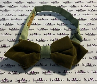 ArGail оливковый зеленый двухцветный бархат предварительно завязанный регулируемый зажим на галстук-бабочку совершенно новый - Изображение 1 из 2