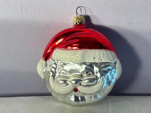 Christmas ornament glass dual sided santa face W. Germany OH8800 - Bild 1 von 6