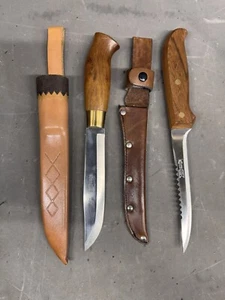 Brusletto Geilo Norge Norway Puuko Hunting Knife w/ Leather Sheath Filet Skinner - Picture 1 of 16