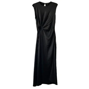 House of Harlow 1960 NWT Women's NWT) Black Satin Sleeveless Maxi Dress Sz M - Picture 1 of 13