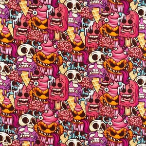 100% Cotton Digital Fabric Horror Treats Halloween 140cm Wide - Picture 1 of 3