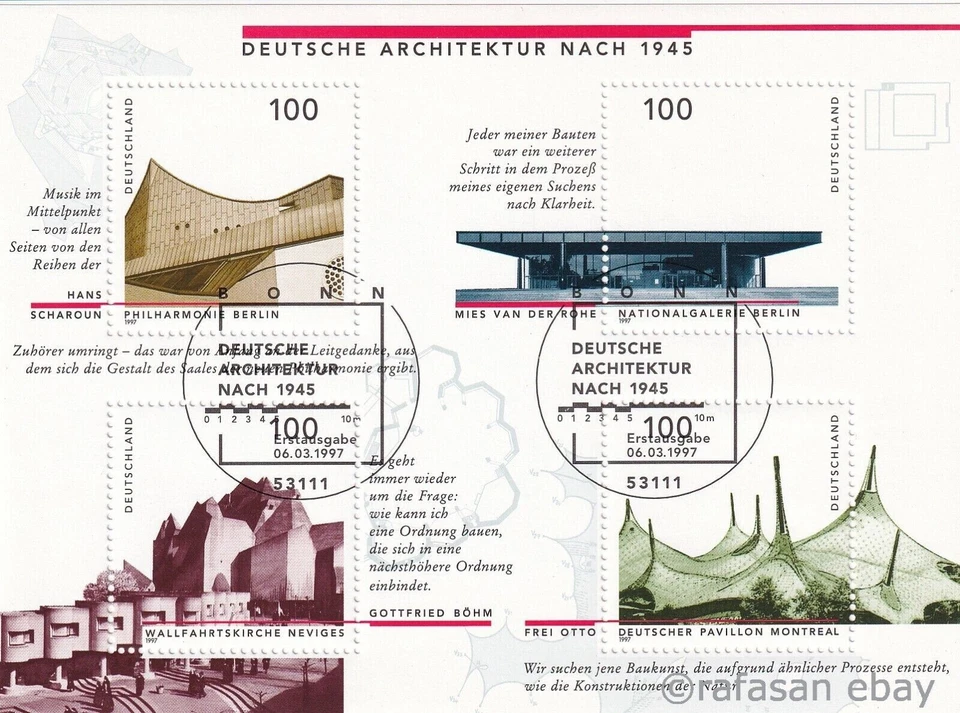 Germany 1997 Yvert S/S 36 Architecture USED VF - Image 1 of 1