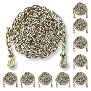 Paquete de 10 cadenas de transporte de alta resistencia G70 5/16" x 20' con ganchos de agarre 4700 libras - Imagen 1 de 7