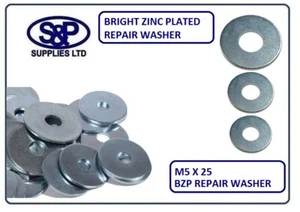 Arandelas de reparación de acero de 5 mm x 25 mm BZP arandelas de centavo acero galvanizado - Imagen 1 de 4