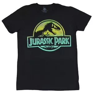 Jurassic Park Adult New T-Shirt - Green Yellow Classic Jurassic Park Logo - Picture 1 of 1