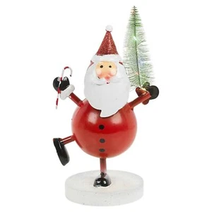 28cm Glittery Light Up Festive Metal Figurine With Multicolor LED SantaTree - Picture 1 of 5
