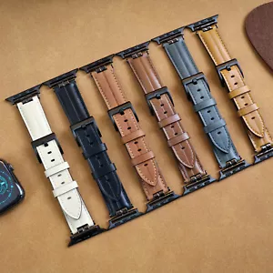 For Apple Watch Ultra 10/9/8/7 Luxury Business Genuine Leather Watch Band Strap - Picture 1 of 31