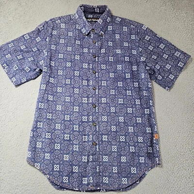 Reyn Spooner Shirt Mens Small Blue Camp Geometric Hawaiian Inside Out Button Up - Image 1 of 4
