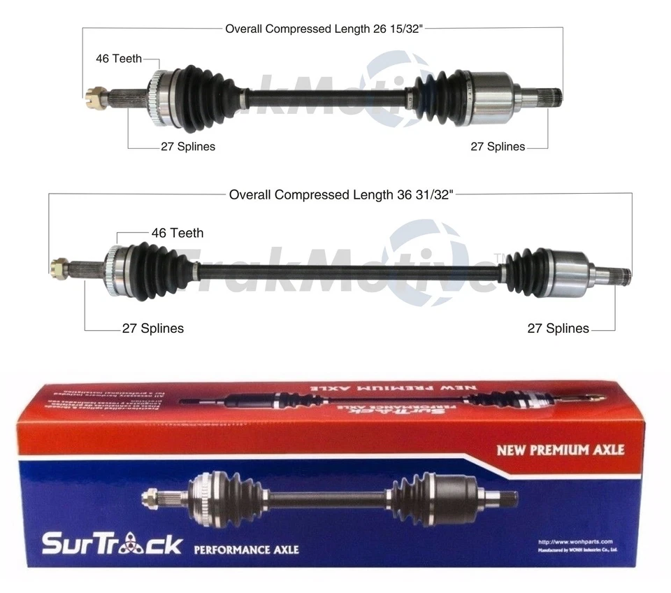 一对前 CV 轴轴 SurTrack 适用于现代 Elantra 2007 - 2012 FWD — 第 1/1 张图片