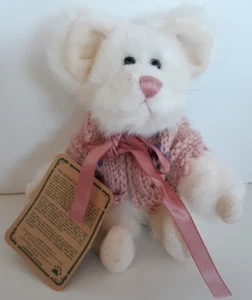 Boyds Bear plush Gouda white mouse in pink knit sweater jointed 6" tall with tag - Picture 1 of 1