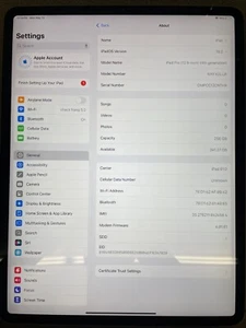 Apple iPad Pro 4th Gen Wifi + Cellular 256GB  12.9 in -Space Gray- GRADE D - Afbeelding 1 van 3