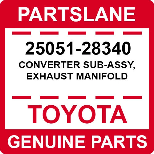 25051-28340 Toyota OEM CONVERTIDOR ORIGINAL SUBCONJUNTO, COLECTOR DE ESCAPE Foto 1 de 1
