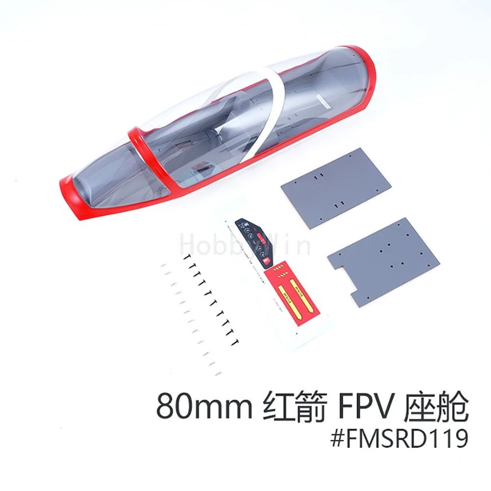 FMS HOBBY 800mm Red Arrow FPV Canopy Set RC Scale Model Airplane Spare Parts - Image 1 of 1