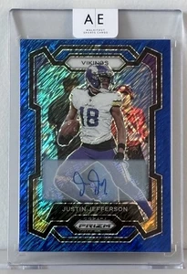2023 Panini Prizm 🔵🔥Blue Shimmer Justin Jefferson Auto #01/25 First Print! - Picture 1 of 3