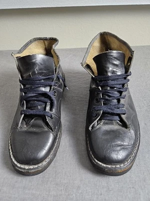 Vintage Black Monkey Boots -Coated Leather  approx. womens size 6 -mid 1990s - Image 1 of 4