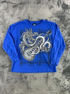 Top Heavy Youth M Blue Dragon Guitar Graphic Long Sleeve Shirt Punk Emo Y2K - Picture 1 of 7