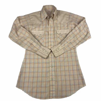 Camisa De Colección Marca Dee Cee Para Hombres Pequeña Cuadros Western Pearl Snap EE. UU. Años 70 Vaquero S Foto 1 de 4