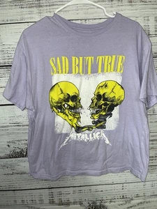 MAGLIETTA DONNA METALLICA TRISTE MA VERA OVERSIZE MAGLIETTA GRAFICA MARCA LICENZA SMALL - Foto 1 di 3