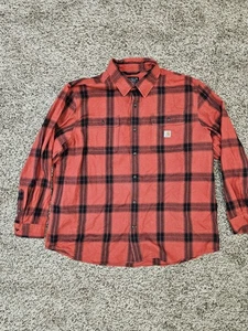 CAMICIA Carhartt flanella adulto XXL alta rossa plaid outdoor manica lunga spessa UOMO - Foto 1 di 7