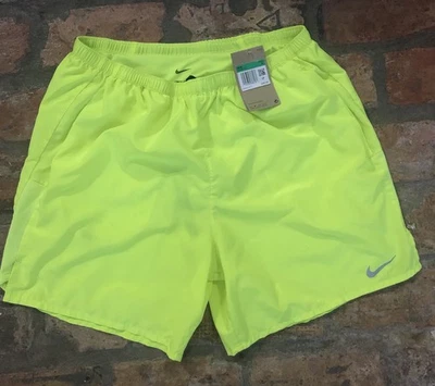 NIKE Challenger Mens Dri-FIT 7" RUNNING SHORTS - CZ9066-702 - Volt Yellow - XL - Image 1 of 4