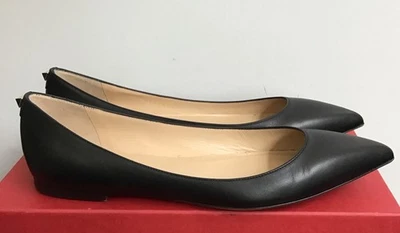 Valentino Bailarina Punta Punta Tacón Bajo Zapato Cuero Negro Rock Stud Pack Talla 39 Foto 1 de 4