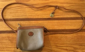 Mini haut zippé vintage Dooney & Bourke taupe R141 TP cuir grainé marron logo canard - Photo 1/20