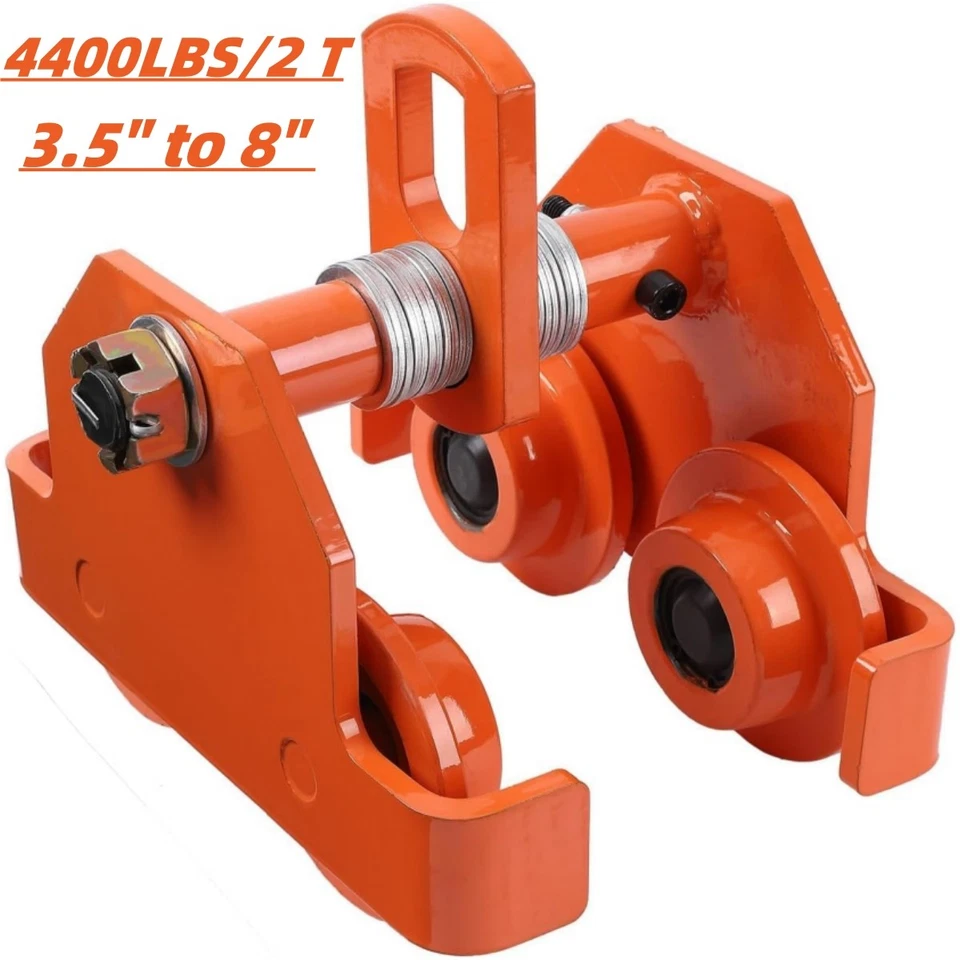 4400LB/2Ton Dual Wheels Beam Trolley 3.5-8" Adjustable Width Push Manually Hoist - Image 1 of 4
