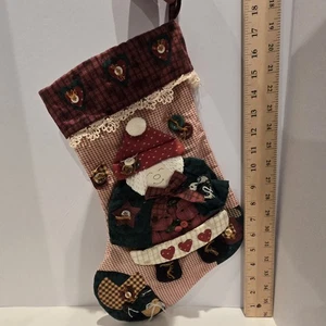 Quilted Treasures 3D Frau Claus Weihnachten Strumpf Knöpfe Band Kariert Rot - Bild 1 von 6