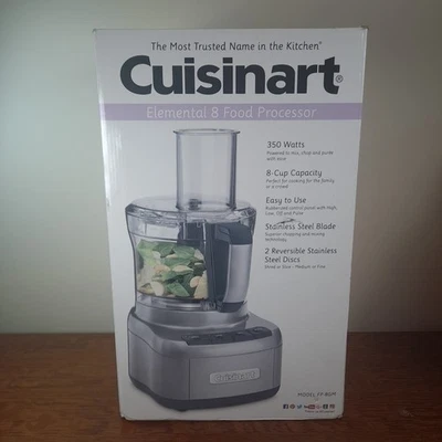 New In Box ~ Cuisinart FP8GM Elemental 8 Cup Food Processor Gunmetal - Image 1 of 3