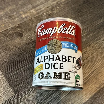 Campbells Alphabet Dice Game Crossword Words NEW Sealed in Soup Can  - Image 1 of 3