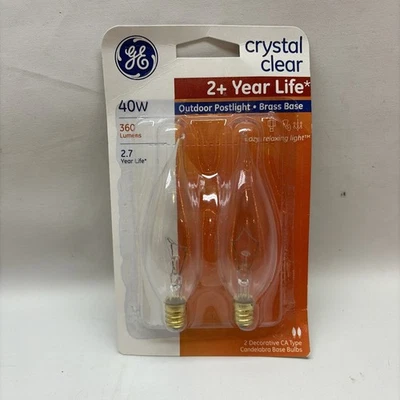 GE 40 W Outdoor Candelabra Base Crystal Cear Bent Tip CA Light Bulbs 6 Bulbs - Image 1 of 2