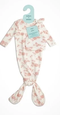 Conjunto de vestido y sombrero para bebé recién nacido anudado tejido aden + anais 0-3 meses St Foto 1 de 3