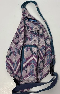 Kavu Rope Sling Bag Purple Ikat Cross Body Backpack Hiking Polyester 5 Pockets - Image 1 of 4