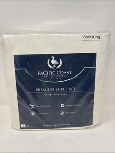 Pacific Coast Textiles White Split King Size Premium Sheet Set 1000 TC New - Picture 1 of 2