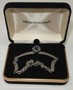 Pre-Owned Men's Pronto Uomo Silver Tie Tack Clip Chain - Picture 1 of 1