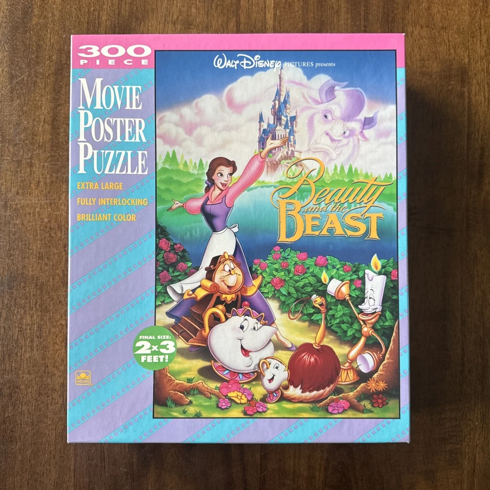 Golden Disney 300 PC Jigsaw Puzzle Movie Poster Beauty and The Beast 2 X 3'
