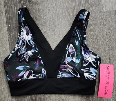 Sujetador deportivo floral Betsey Johnson Performance 'Grafitti Orchid' - Talla S - Nuevo con etiquetas Foto 1 de 4