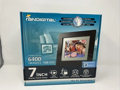 PanDigital 7" Digital Clock Calendar Photo Frame - Up to 6400 Images - Image 1 of 4