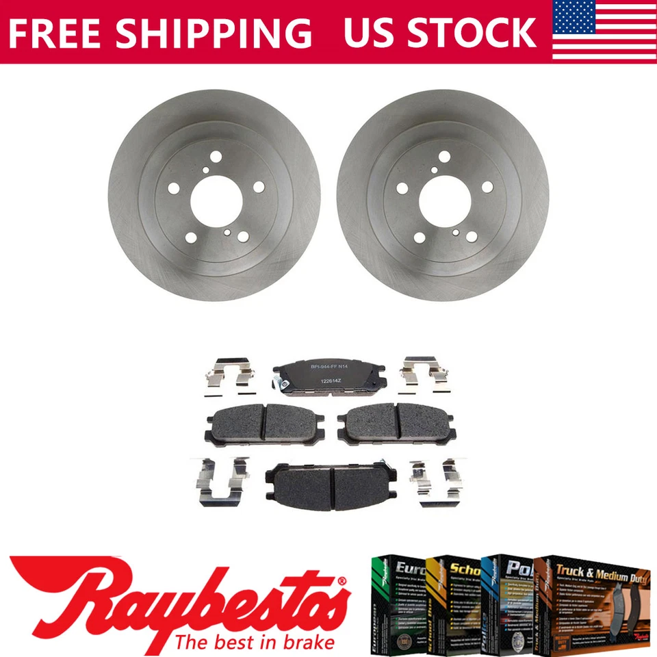 Kit de rotores de freno traseros + pastillas metálicas y herrajes para Subaru Legacy 1990-1998 Foto 1 de 4