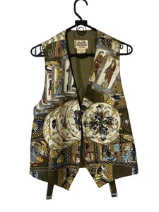 HERMES Weste Gilet LE TAROT Vintage Top V-Ausschnitt 100% Seide Gr. 48 Damenmode  - Bild 1 von 7