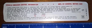 1970 Late Chevelle El Camino Camaro Corvette Vehicle Emission Control Info Decal - Picture 1 of 2