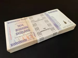 Zimbabwe 100 x 10 Billion Dollars 2008 - P- 85 - Bundle 100 PCS USED - Picture 1 of 2