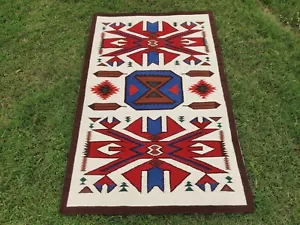 5x8 Wool Navajo Rug Southwest Pattern Housewarming Area Rug Native Wool Rug - Picture 1 of 17