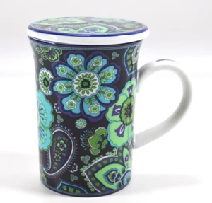 Vera Bradley 8 oz Coffee Teacup Mug With Lid Blue Rhapsody Collection - Picture 1 of 7